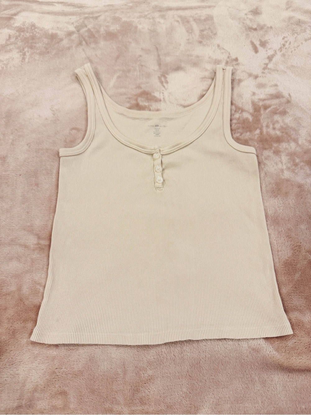 Brandy Melville Cream Ribbed Button-Front Tank
